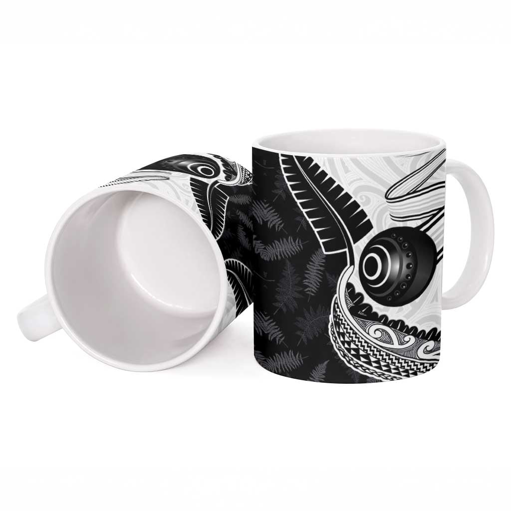 Personalised Aotearoa Lawn Bowls Ceramic Mug Maori and Silver Fern Half Style - Aussie Hoodie