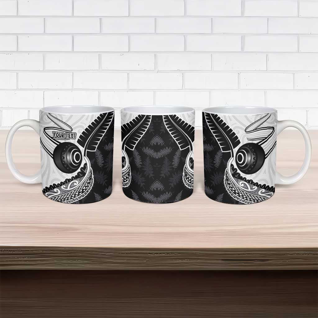 Personalised Aotearoa Lawn Bowls Ceramic Mug Maori and Silver Fern Half Style - Aussie Hoodie