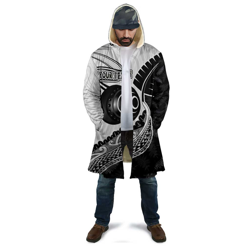 Personalised Aotearoa Lawn Bowls Cloak Maori and Silver Fern Half Style - Aussie Hoodie