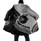 Personalised Aotearoa Lawn Bowls Cloak Maori and Silver Fern Half Style - Aussie Hoodie