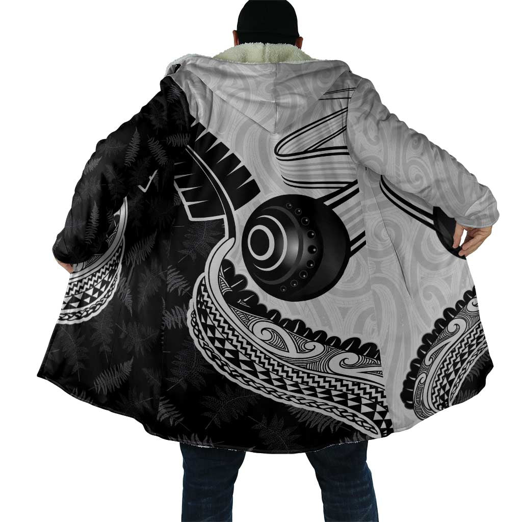 Personalised Aotearoa Lawn Bowls Cloak Maori and Silver Fern Half Style - Aussie Hoodie