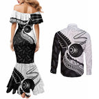Personalised Aotearoa Lawn Bowls Couples Matching Mermaid Dress and Long Sleeve Button Shirt Maori and Silver Fern Half Style - Aussie Hoodie