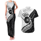 Personalised Aotearoa Lawn Bowls Couples Matching Tank Maxi Dress and Hawaiian Shirt Maori and Silver Fern Half Style - Aussie Hoodie