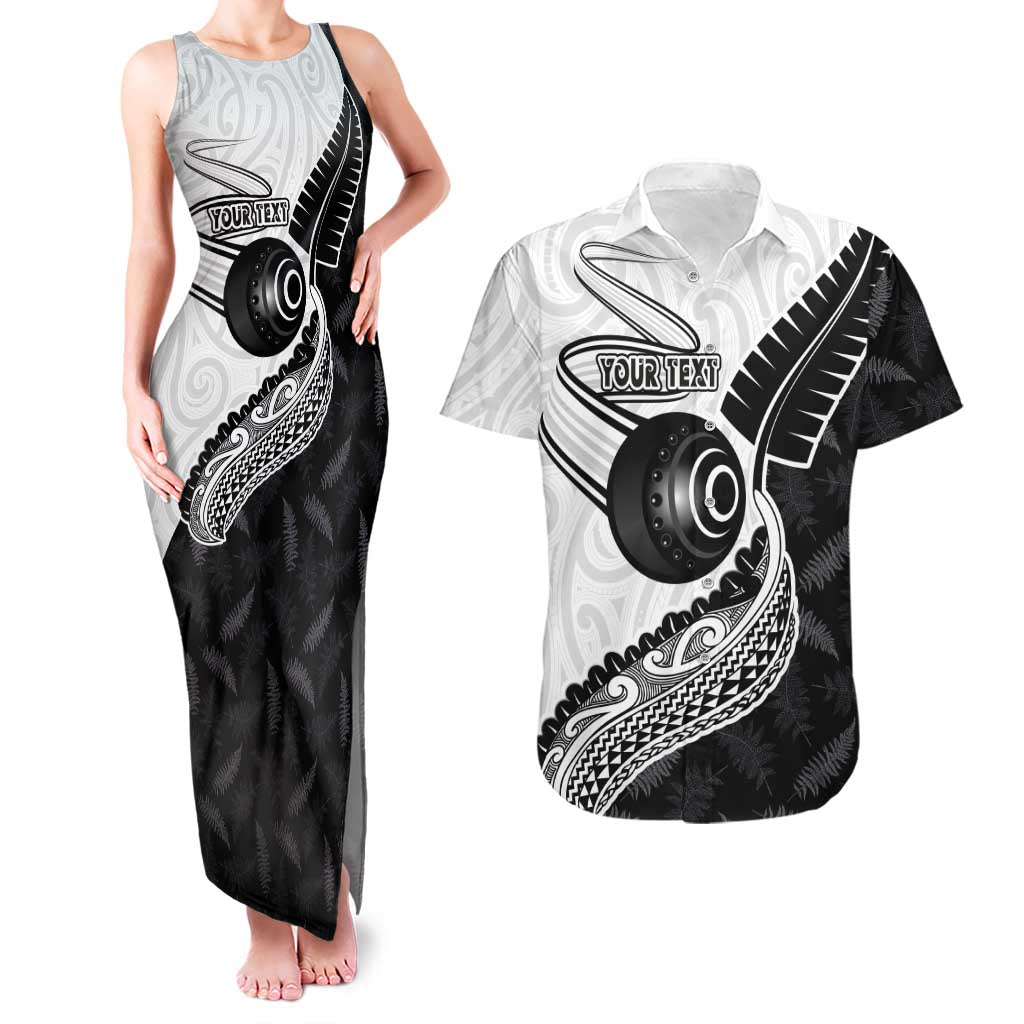 Personalised Aotearoa Lawn Bowls Couples Matching Tank Maxi Dress and Hawaiian Shirt Maori and Silver Fern Half Style - Aussie Hoodie