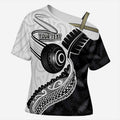 Personalised Aotearoa Lawn Bowls Cross Shoulder Shirt Maori and Silver Fern Half Style - Aussie Hoodie