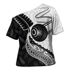 Personalised Aotearoa Lawn Bowls Cross Shoulder Shirt Maori and Silver Fern Half Style - Aussie Hoodie