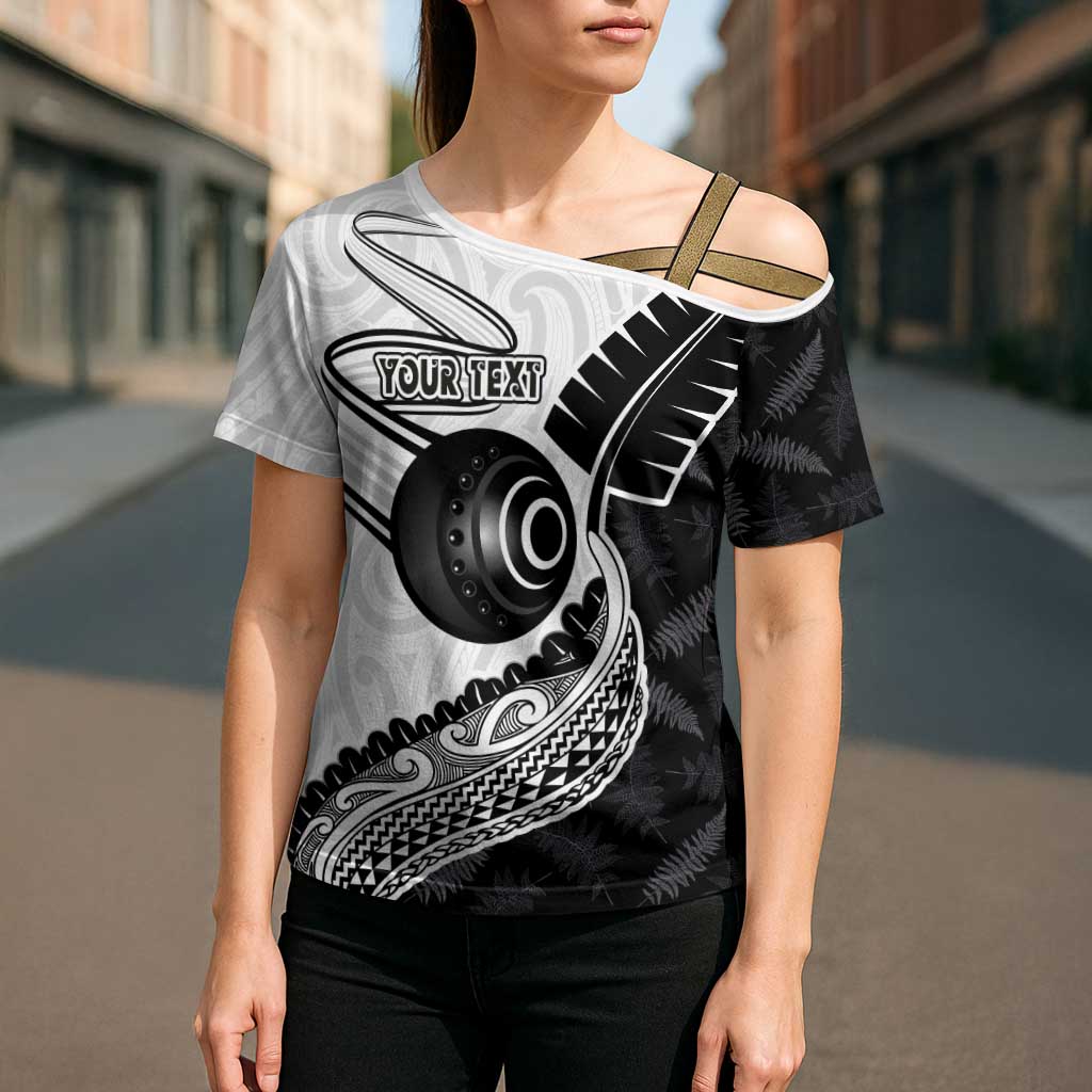 Personalised Aotearoa Lawn Bowls Cross Shoulder Shirt Maori and Silver Fern Half Style - Aussie Hoodie