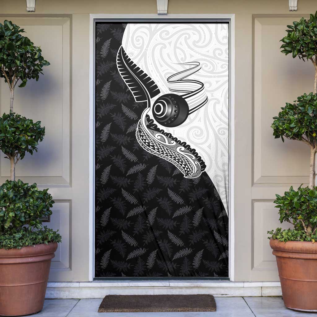 Aotearoa Lawn Bowls Door Cover Maori and Silver Fern Half Style - Aussie Hoodie