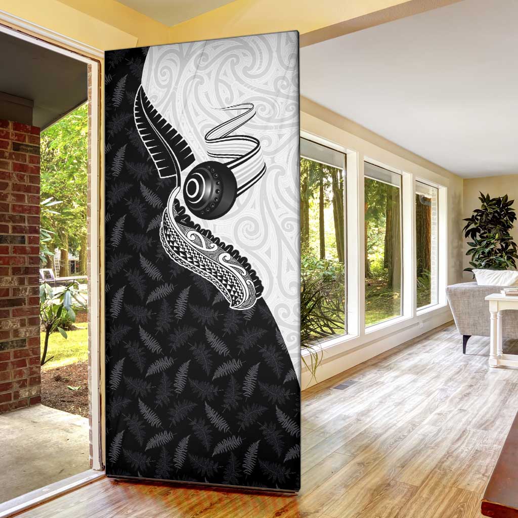 Aotearoa Lawn Bowls Door Cover Maori and Silver Fern Half Style - Aussie Hoodie