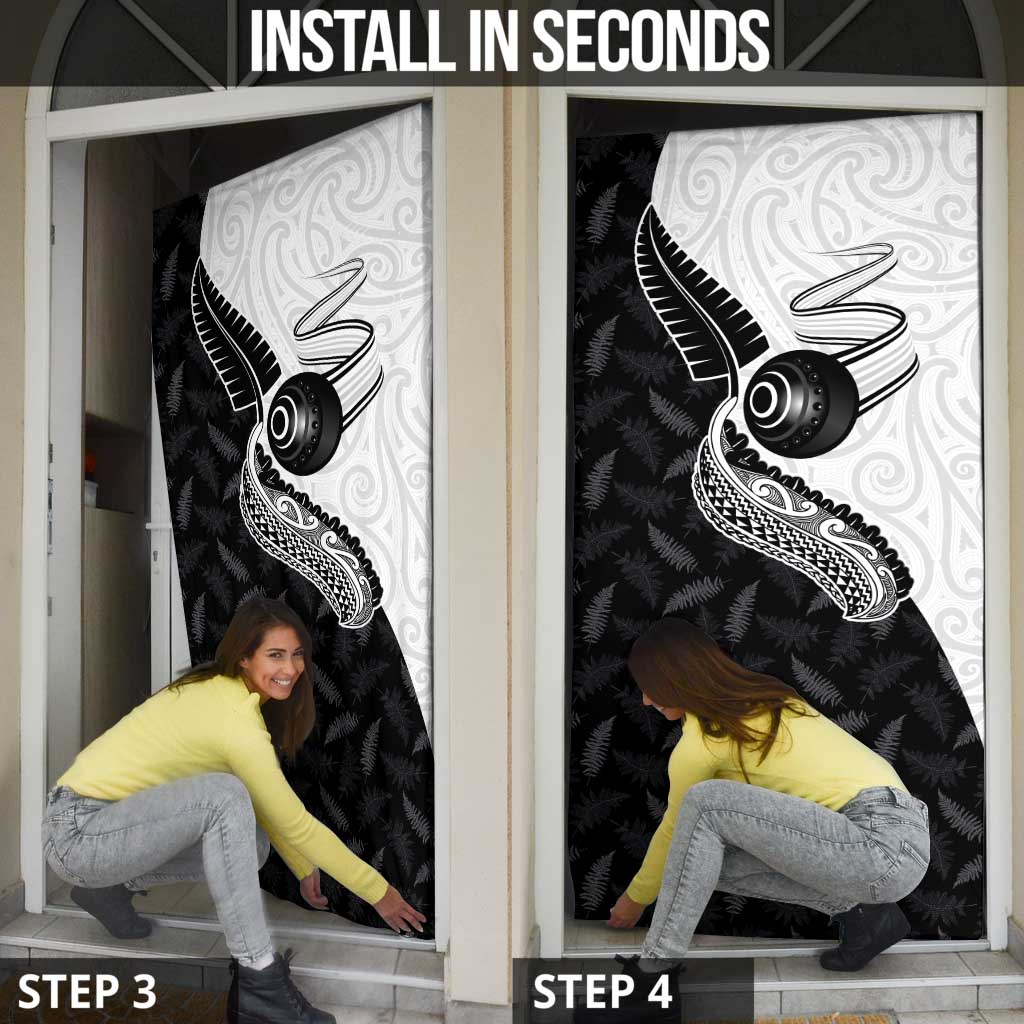 Aotearoa Lawn Bowls Door Cover Maori and Silver Fern Half Style - Aussie Hoodie