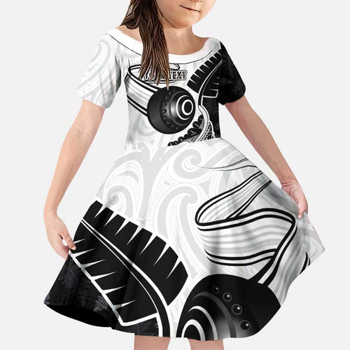 Personalised Aotearoa Lawn Bowls Family Matching Long Sleeve Bodycon Dress and Hawaiian Shirt Maori and Silver Fern Half Style - Aussie Hoodie