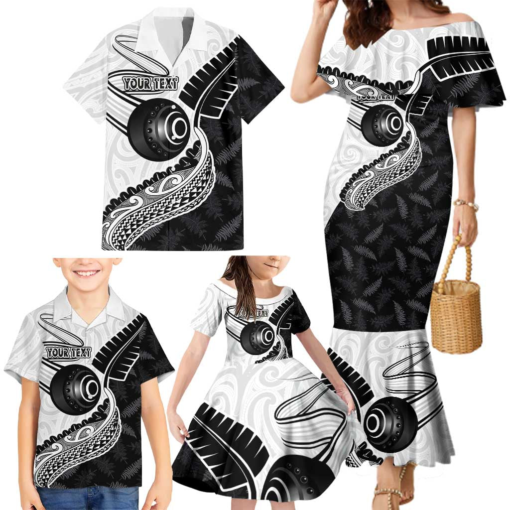 Personalised Aotearoa Lawn Bowls Family Matching Mermaid Dress and Hawaiian Shirt Maori and Silver Fern Half Style - Aussie Hoodie