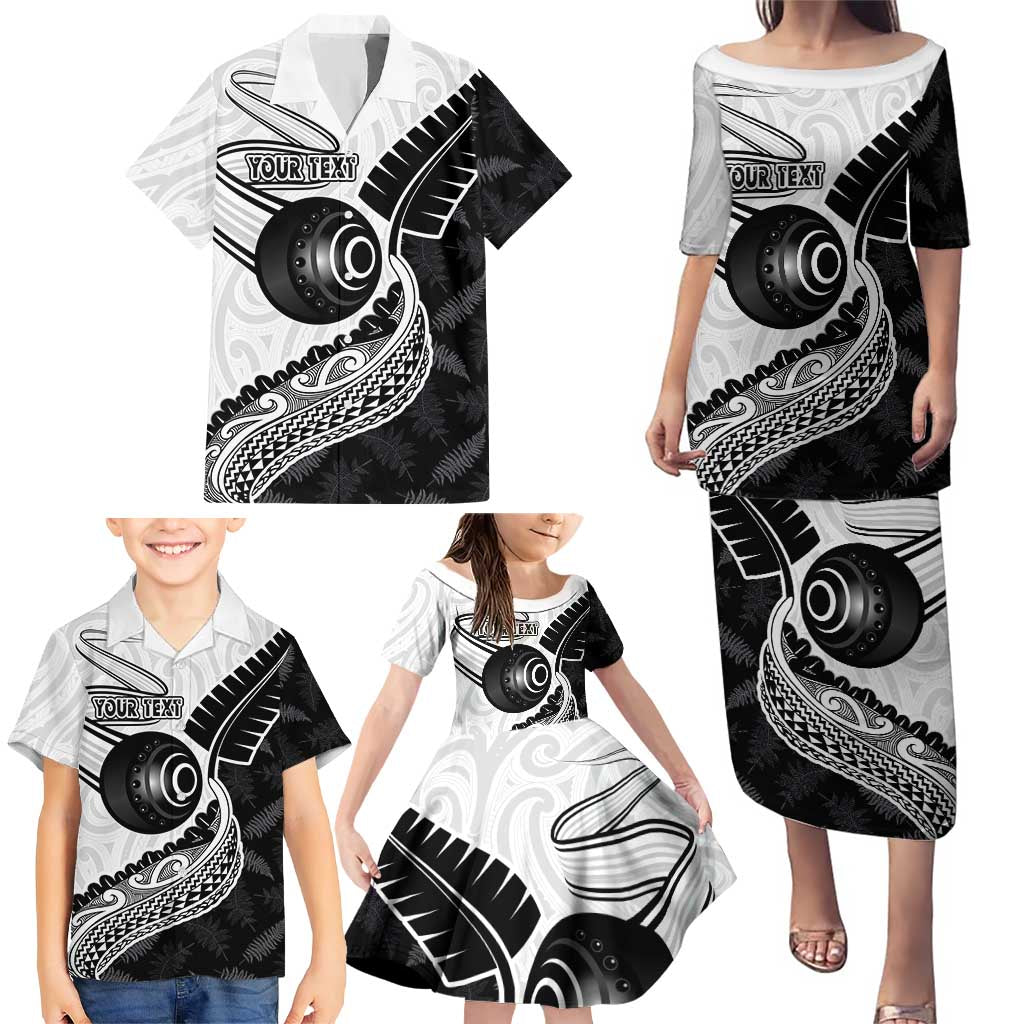 Personalised Aotearoa Lawn Bowls Family Matching Puletasi and Hawaiian Shirt Maori and Silver Fern Half Style - Aussie Hoodie