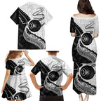 Personalised Aotearoa Lawn Bowls Family Matching Puletasi and Hawaiian Shirt Maori and Silver Fern Half Style - Aussie Hoodie