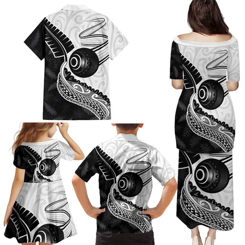 Personalised Aotearoa Lawn Bowls Family Matching Puletasi and Hawaiian Shirt Maori and Silver Fern Half Style - Aussie Hoodie