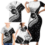 Personalised Aotearoa Lawn Bowls Family Matching Short Sleeve Bodycon Dress and Hawaiian Shirt Maori and Silver Fern Half Style - Aussie Hoodie
