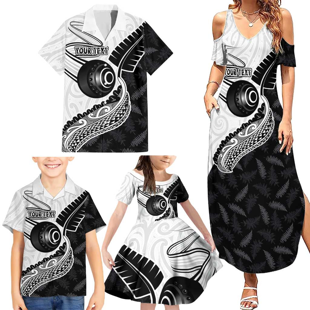 Personalised Aotearoa Lawn Bowls Family Matching Summer Maxi Dress and Hawaiian Shirt Maori and Silver Fern Half Style - Aussie Hoodie