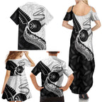 Personalised Aotearoa Lawn Bowls Family Matching Summer Maxi Dress and Hawaiian Shirt Maori and Silver Fern Half Style - Aussie Hoodie