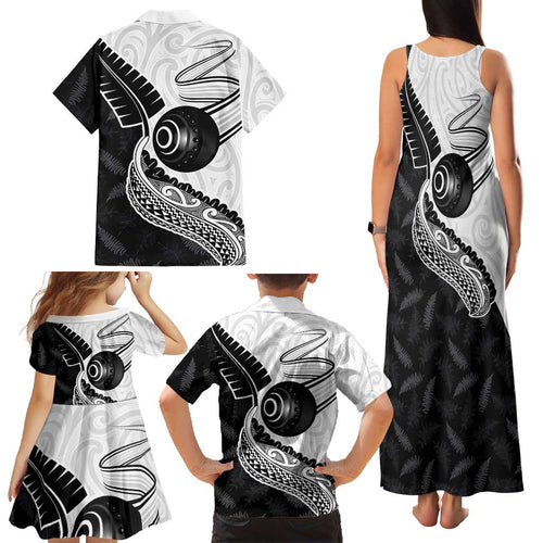 Personalised Aotearoa Lawn Bowls Family Matching Tank Maxi Dress and Hawaiian Shirt Maori and Silver Fern Half Style - Aussie Hoodie