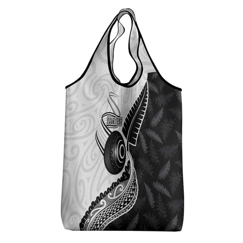 Personalised Aotearoa Lawn Bowls Grocery Bag Maori and Silver Fern Half Style - Aussie Hoodie