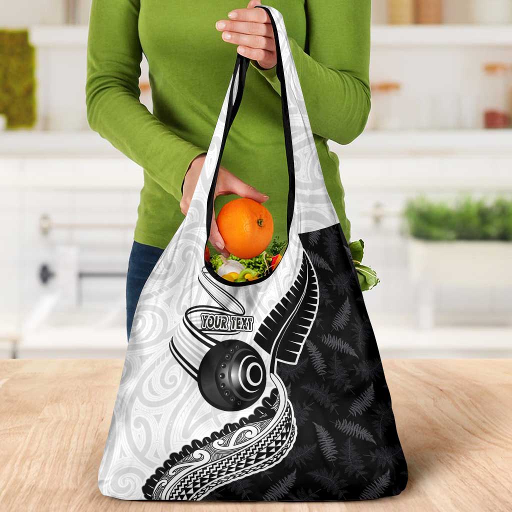 Personalised Aotearoa Lawn Bowls Grocery Bag Maori and Silver Fern Half Style - Aussie Hoodie