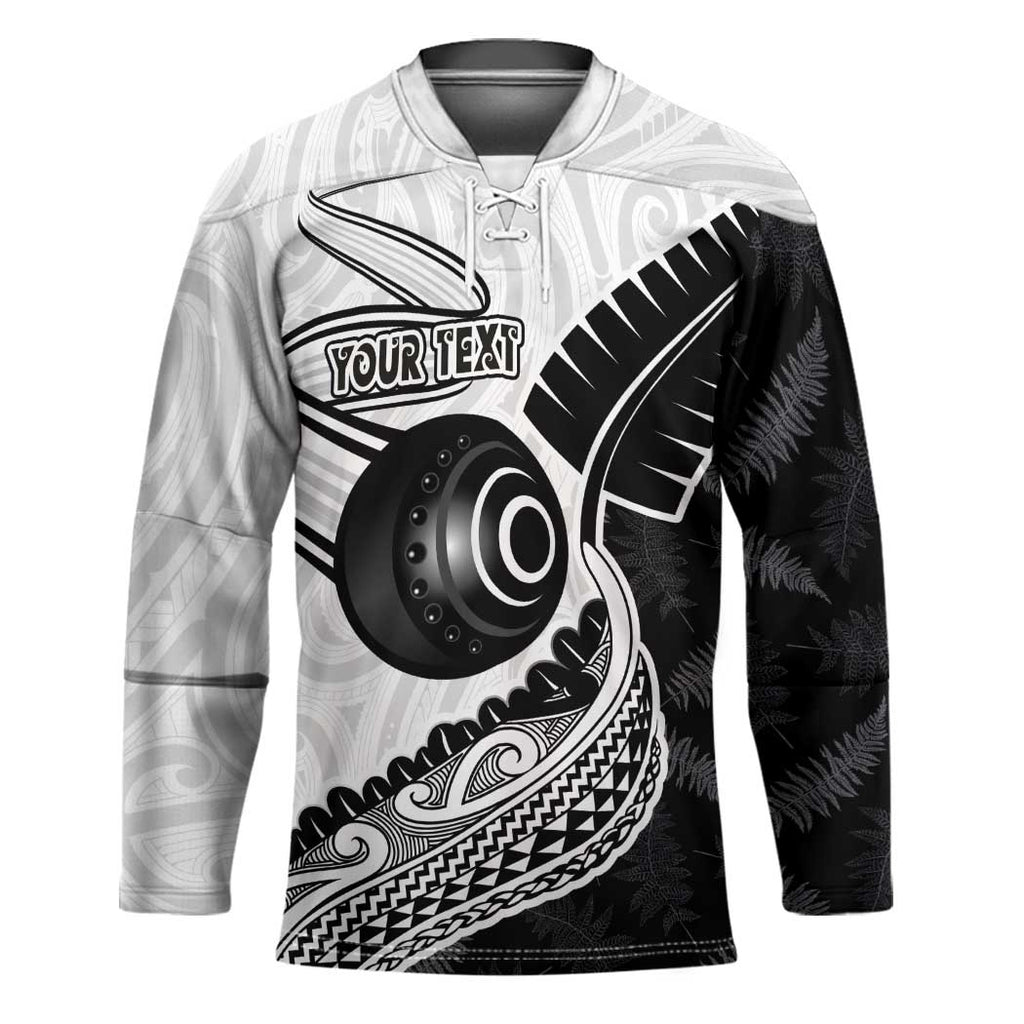 Personalised Aotearoa Lawn Bowls Hockey Jersey Maori and Silver Fern Half Style - Aussie Hoodie