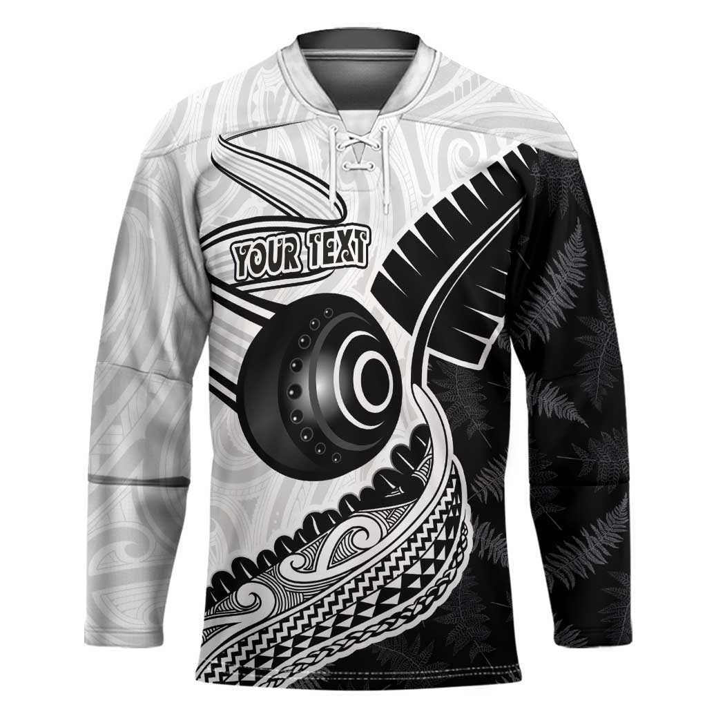 Personalised Aotearoa Lawn Bowls Hockey Jersey Maori and Silver Fern Half Style - Aussie Hoodie