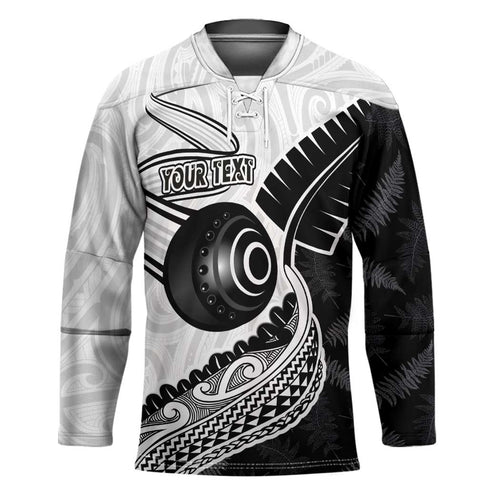 Personalised Aotearoa Lawn Bowls Hockey Jersey Maori and Silver Fern Half Style - Aussie Hoodie
