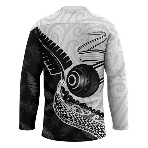 Personalised Aotearoa Lawn Bowls Hockey Jersey Maori and Silver Fern Half Style - Aussie Hoodie