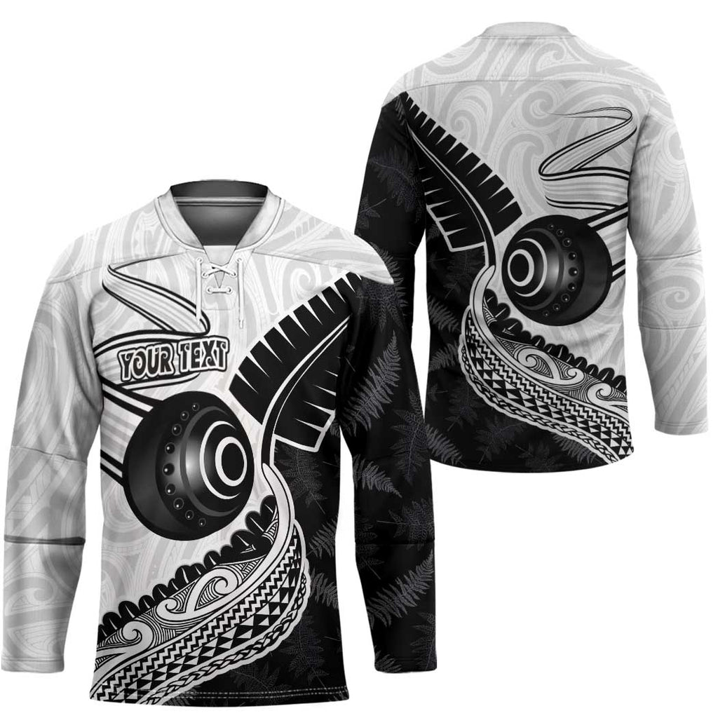 Personalised Aotearoa Lawn Bowls Hockey Jersey Maori and Silver Fern Half Style - Aussie Hoodie