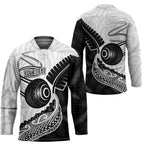 Personalised Aotearoa Lawn Bowls Hockey Jersey Maori and Silver Fern Half Style - Aussie Hoodie