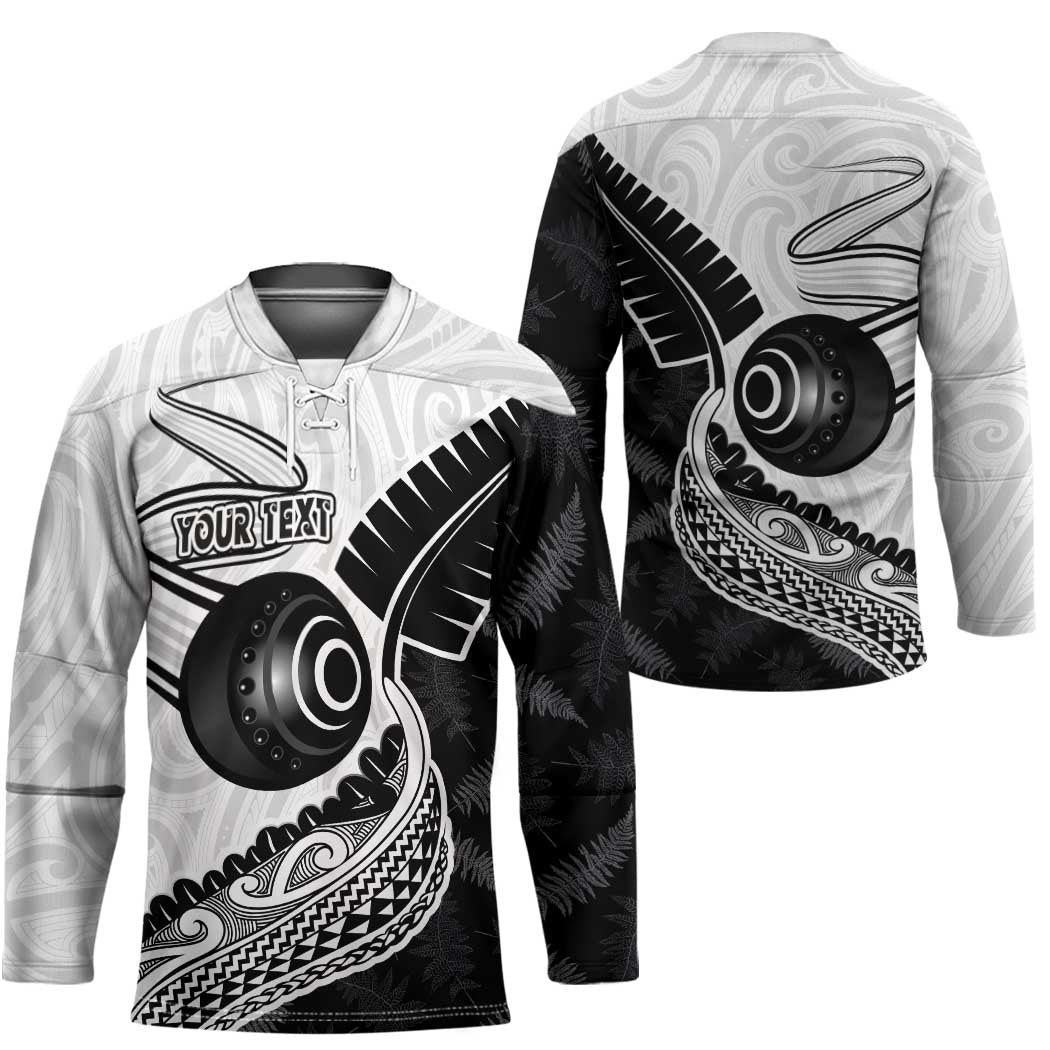 Personalised Aotearoa Lawn Bowls Hockey Jersey Maori and Silver Fern Half Style - Aussie Hoodie