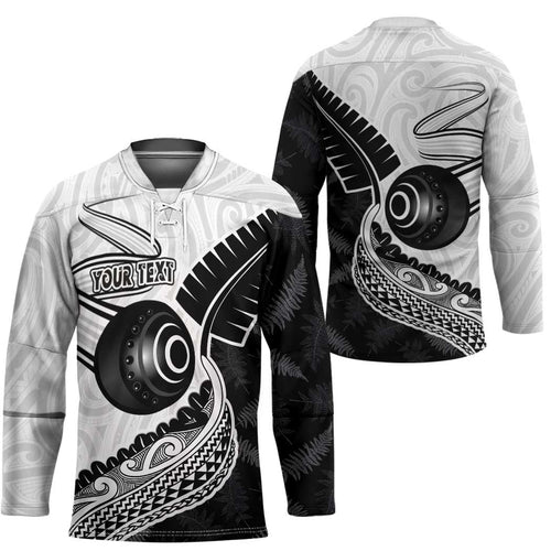 Personalised Aotearoa Lawn Bowls Hockey Jersey Maori and Silver Fern Half Style - Aussie Hoodie