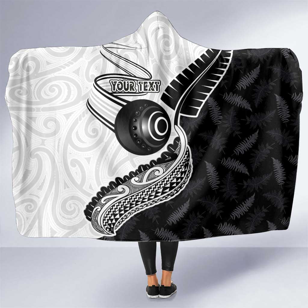 Personalised Aotearoa Lawn Bowls Hooded Blanket Maori and Silver Fern Half Style - Aussie Hoodie