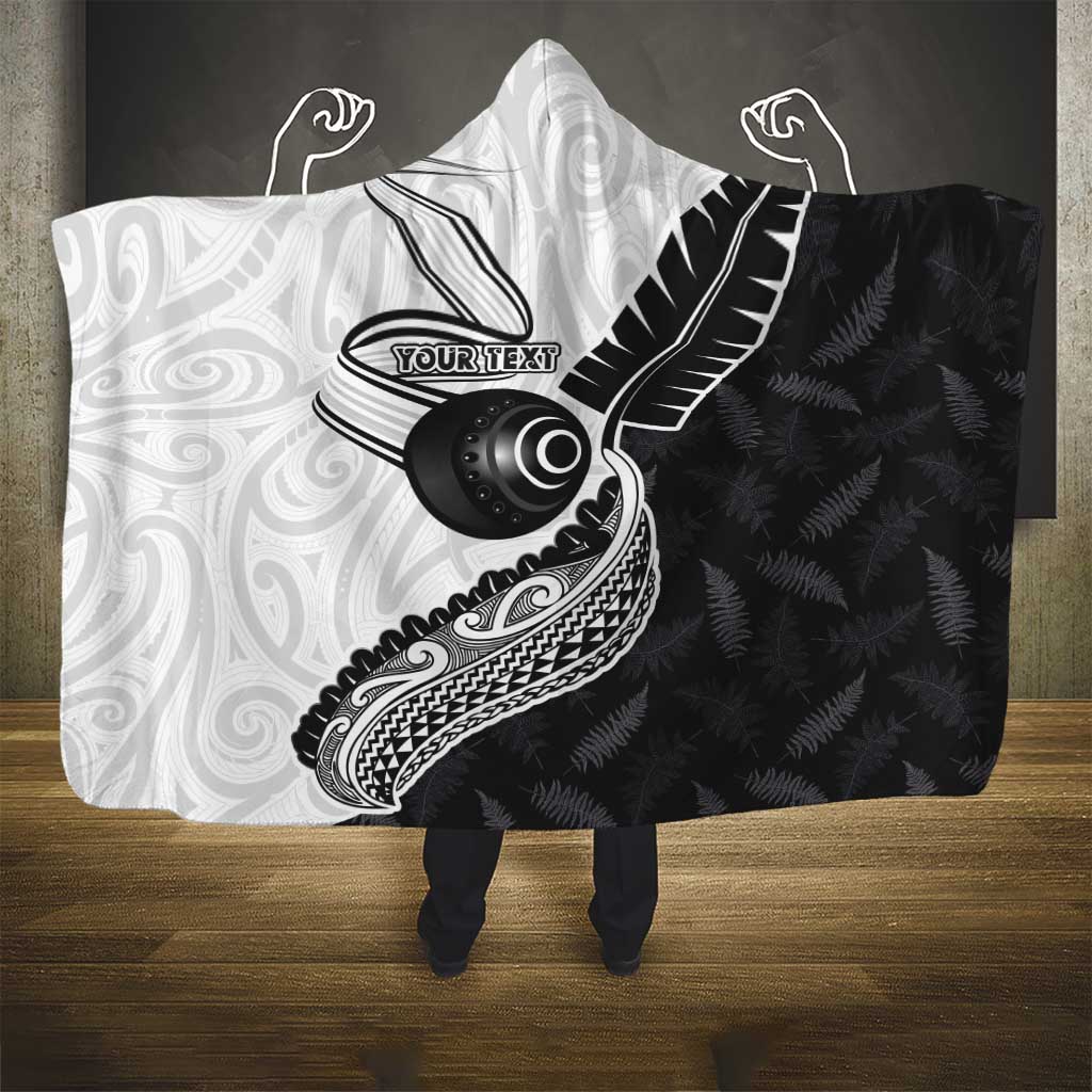 Personalised Aotearoa Lawn Bowls Hooded Blanket Maori and Silver Fern Half Style - Aussie Hoodie