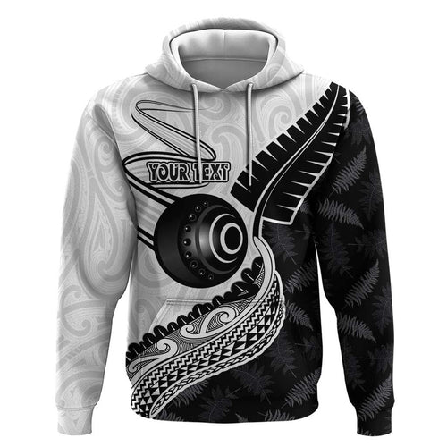 Personalised Aotearoa Lawn Bowls Hoodie Maori and Silver Fern Half Style - Aussie Hoodie