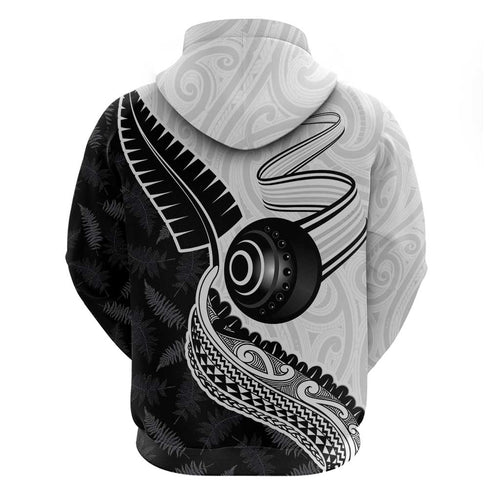 Personalised Aotearoa Lawn Bowls Hoodie Maori and Silver Fern Half Style - Aussie Hoodie