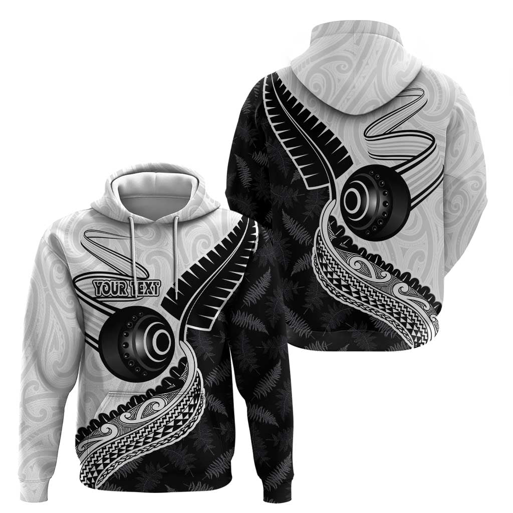 Personalised Aotearoa Lawn Bowls Hoodie Maori and Silver Fern Half Style - Aussie Hoodie