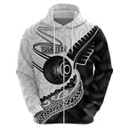 Personalised Aotearoa Lawn Bowls Hoodie Maori and Silver Fern Half Style - Aussie Hoodie