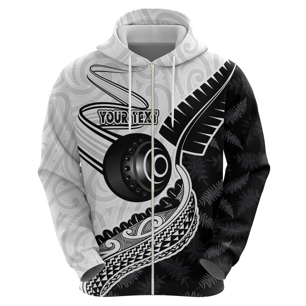 Personalised Aotearoa Lawn Bowls Hoodie Maori and Silver Fern Half Style - Aussie Hoodie
