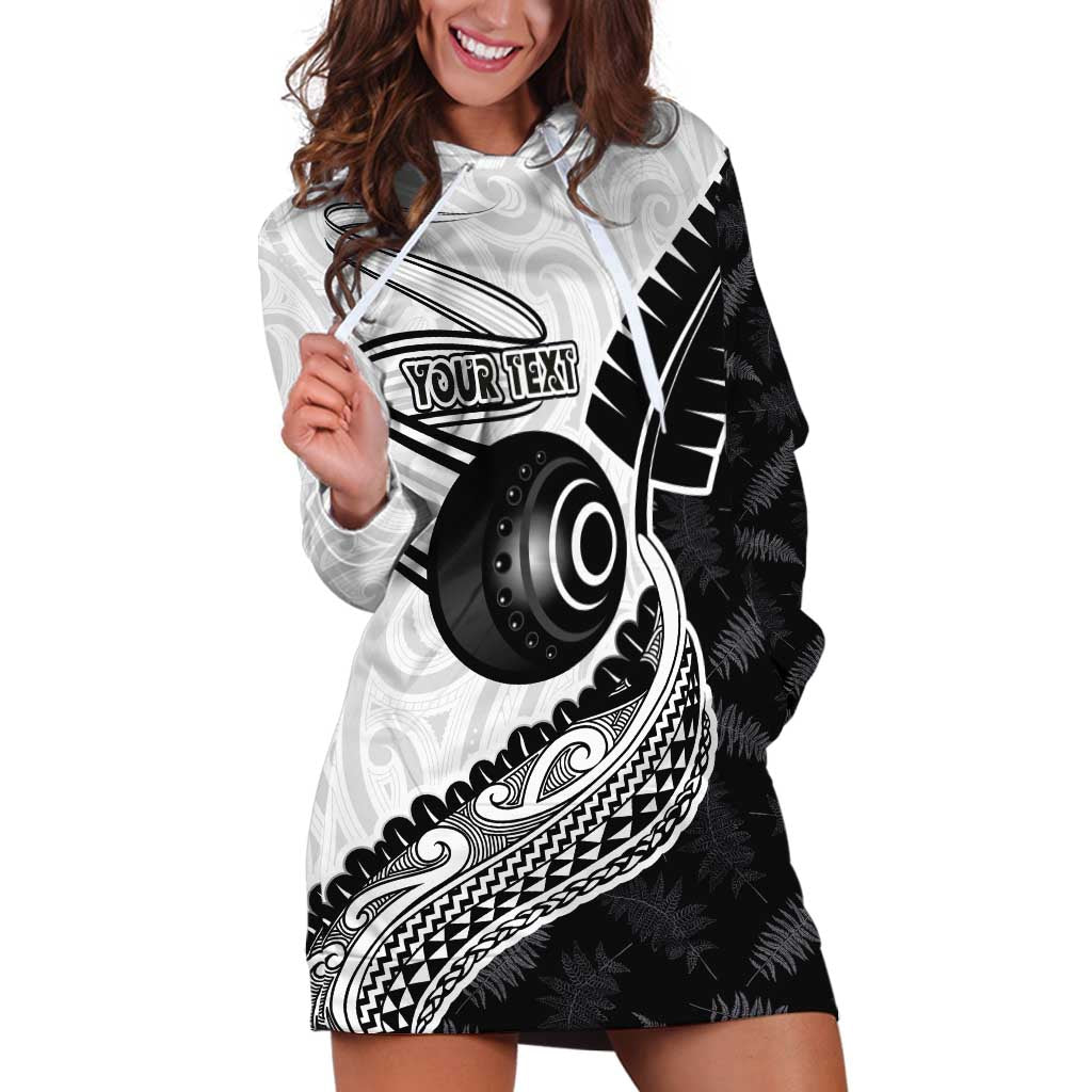 Personalised Aotearoa Lawn Bowls Hoodie Dress Maori and Silver Fern Half Style - Aussie Hoodie