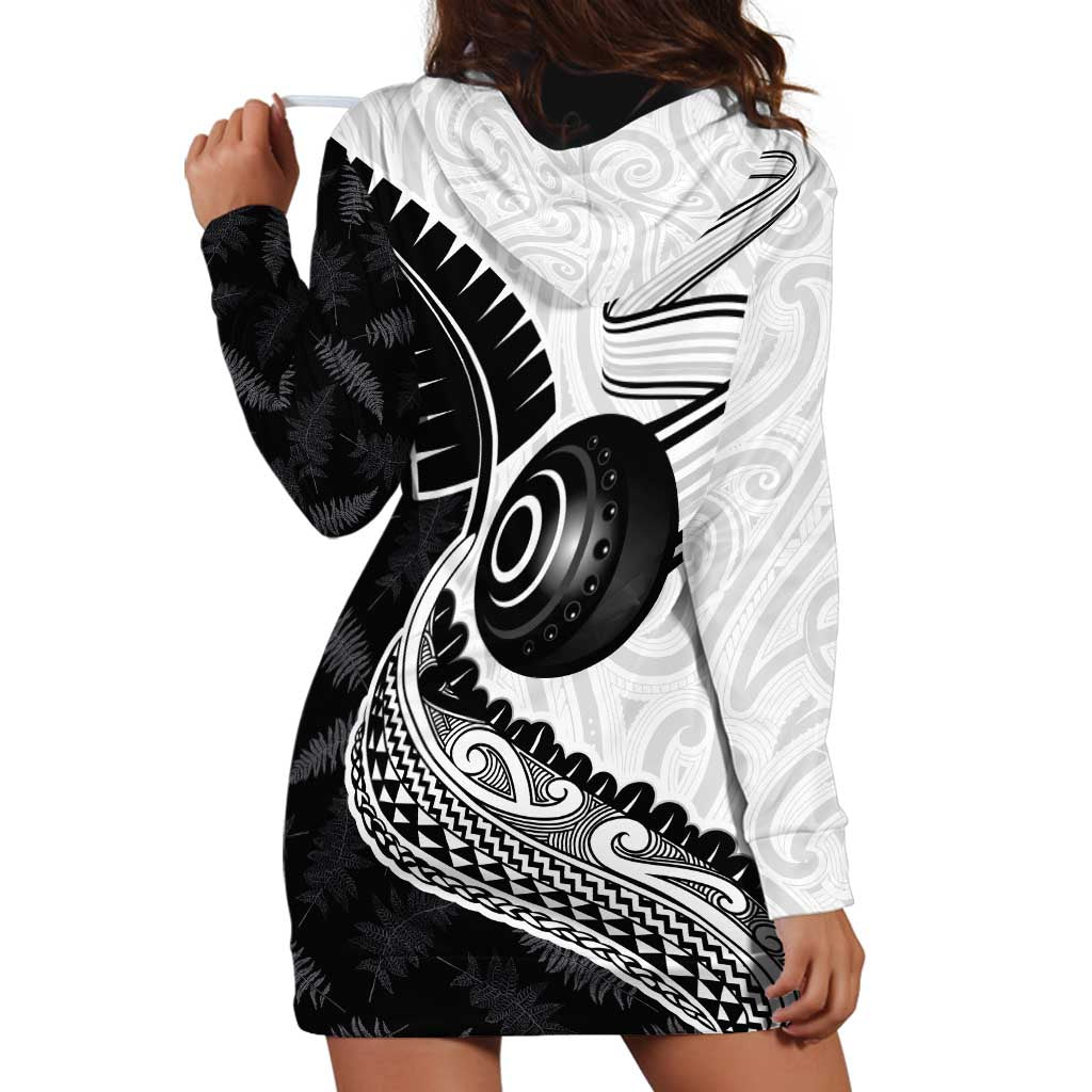 Personalised Aotearoa Lawn Bowls Hoodie Dress Maori and Silver Fern Half Style - Aussie Hoodie