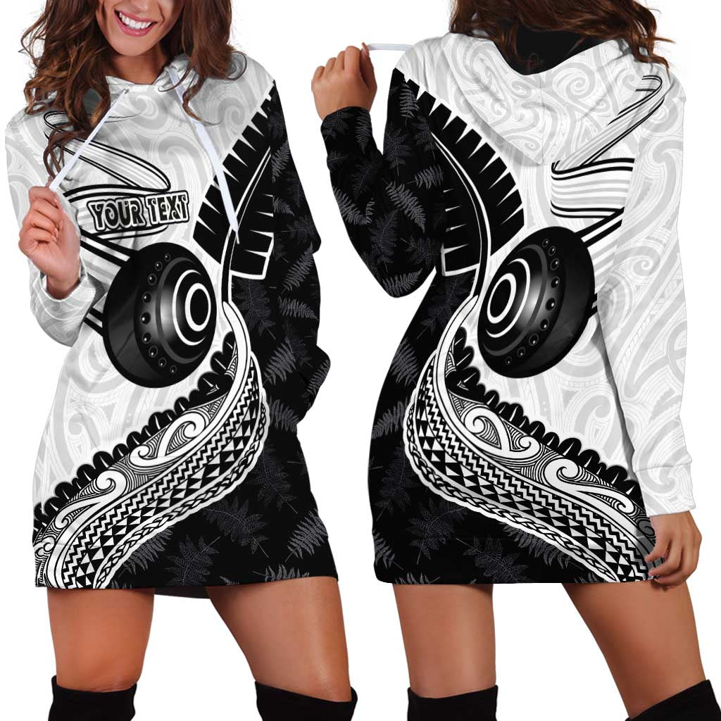 Personalised Aotearoa Lawn Bowls Hoodie Dress Maori and Silver Fern Half Style - Aussie Hoodie