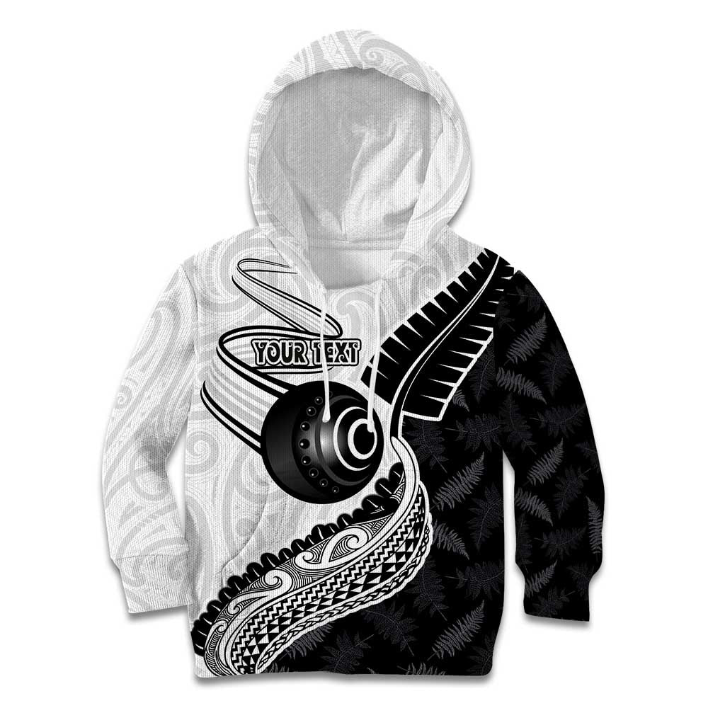 Personalised Aotearoa Lawn Bowls Kid Hoodie Maori and Silver Fern Half Style - Aussie Hoodie