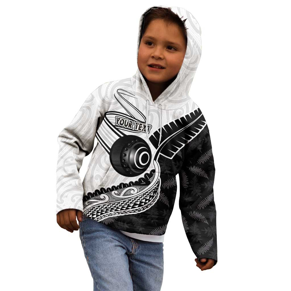 Personalised Aotearoa Lawn Bowls Kid Hoodie Maori and Silver Fern Half Style - Aussie Hoodie