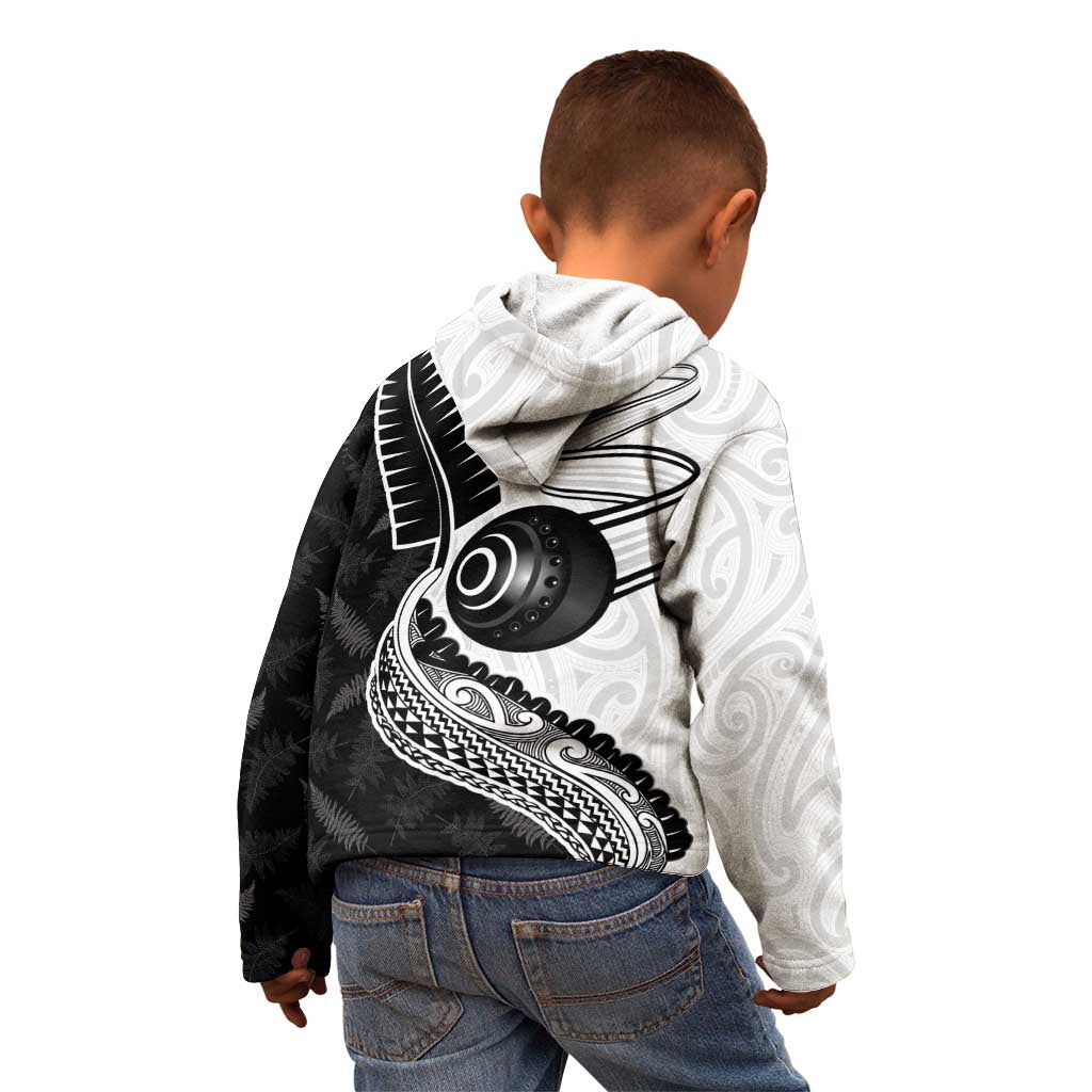 Personalised Aotearoa Lawn Bowls Kid Hoodie Maori and Silver Fern Half Style - Aussie Hoodie