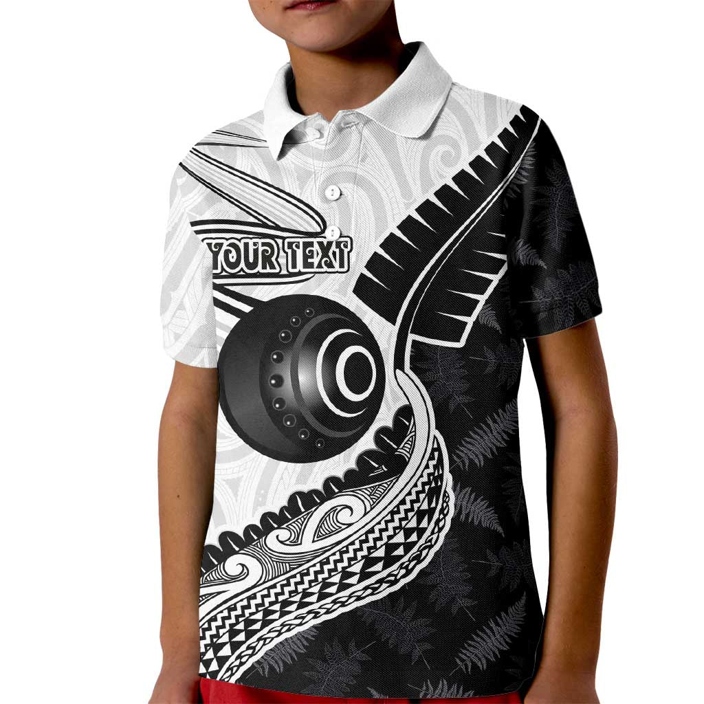 Personalised Aotearoa Lawn Bowls Kid Polo Shirt Maori and Silver Fern Half Style - Aussie Hoodie