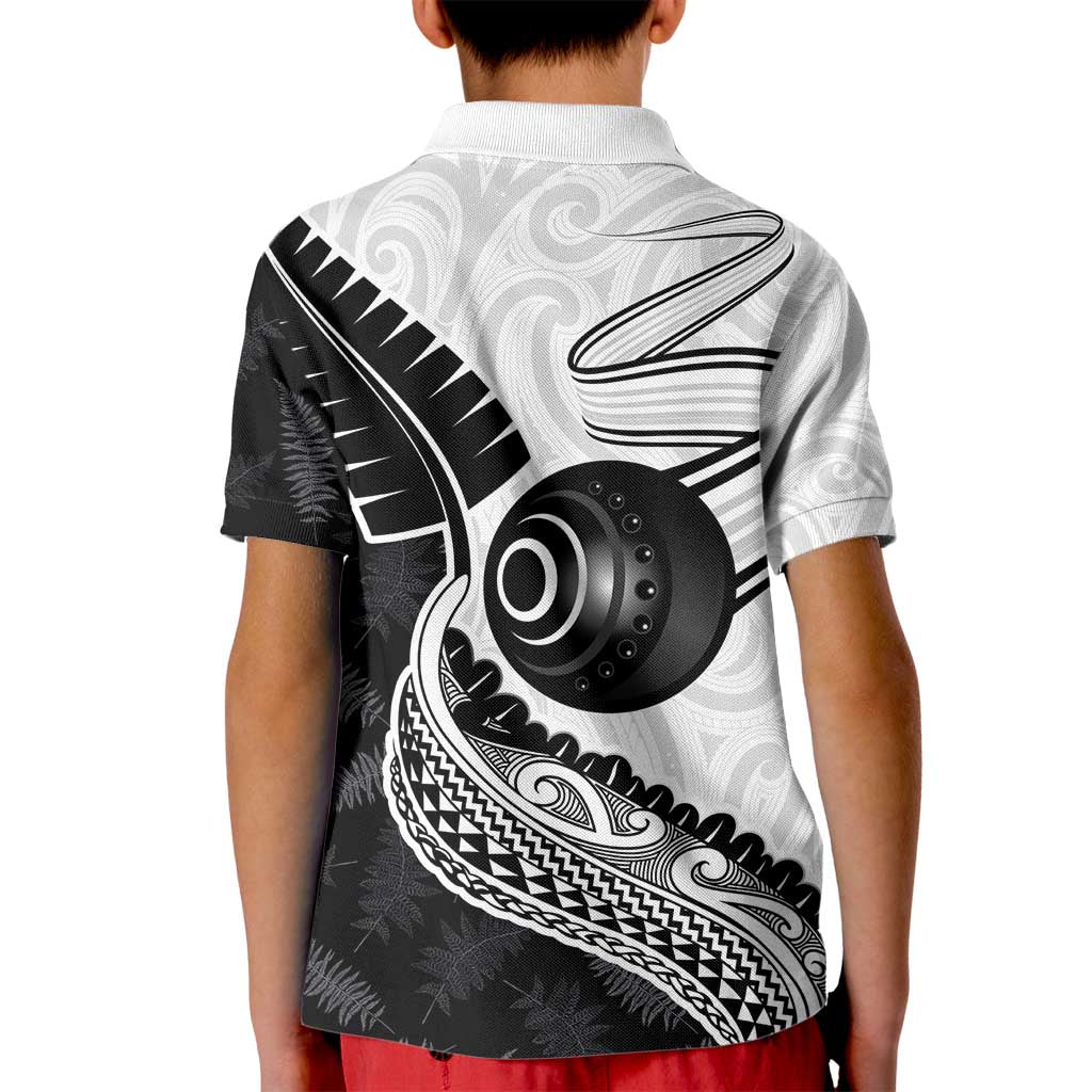 Personalised Aotearoa Lawn Bowls Kid Polo Shirt Maori and Silver Fern Half Style - Aussie Hoodie