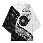 Personalised Aotearoa Lawn Bowls Kimono Maori and Silver Fern Half Style - Aussie Hoodie