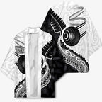 Personalised Aotearoa Lawn Bowls Kimono Maori and Silver Fern Half Style - Aussie Hoodie